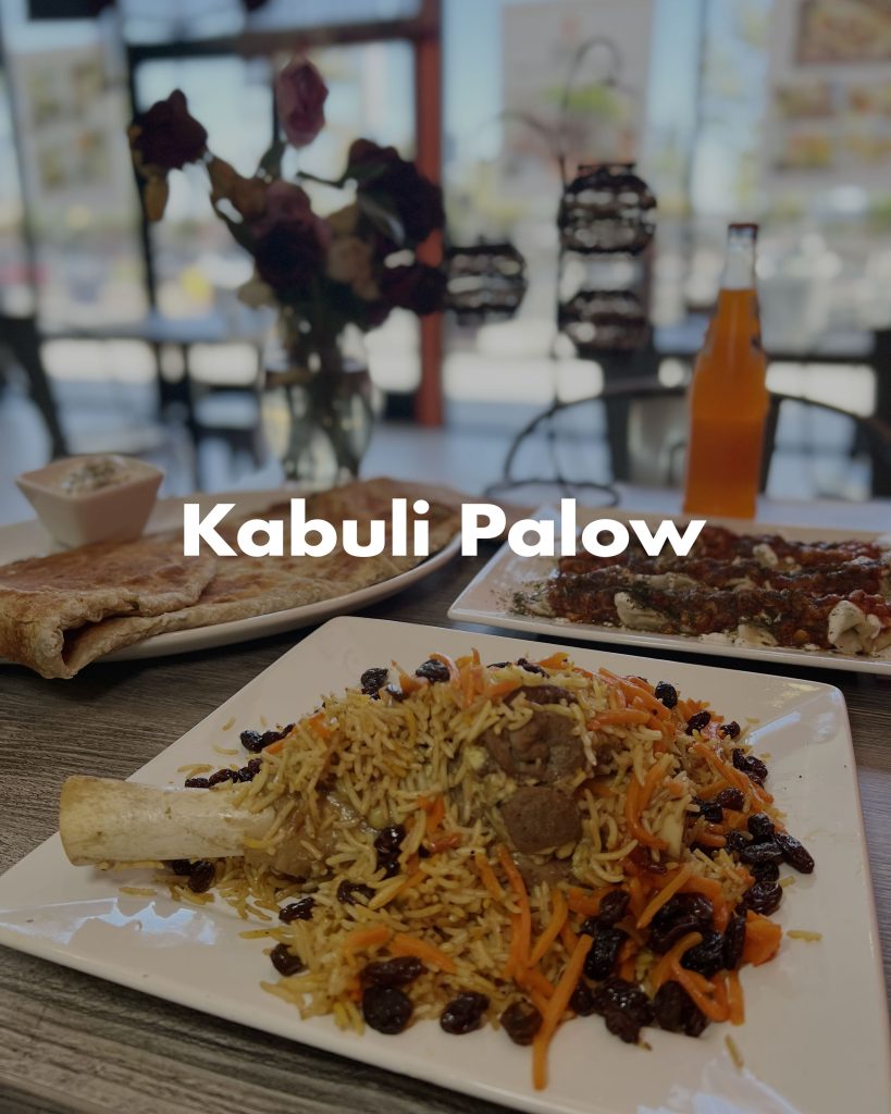 Kabuli Palow cover art and link to page for halal restaurants in Southern California serving the meal